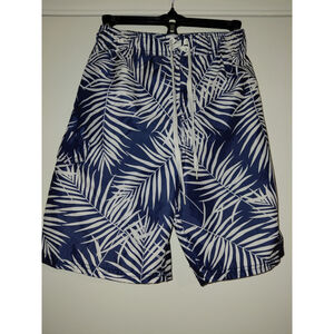 Boys Kanu Surf Blue Tropical Lined Swim Trunks Board Shorts Large 14/16 EUC